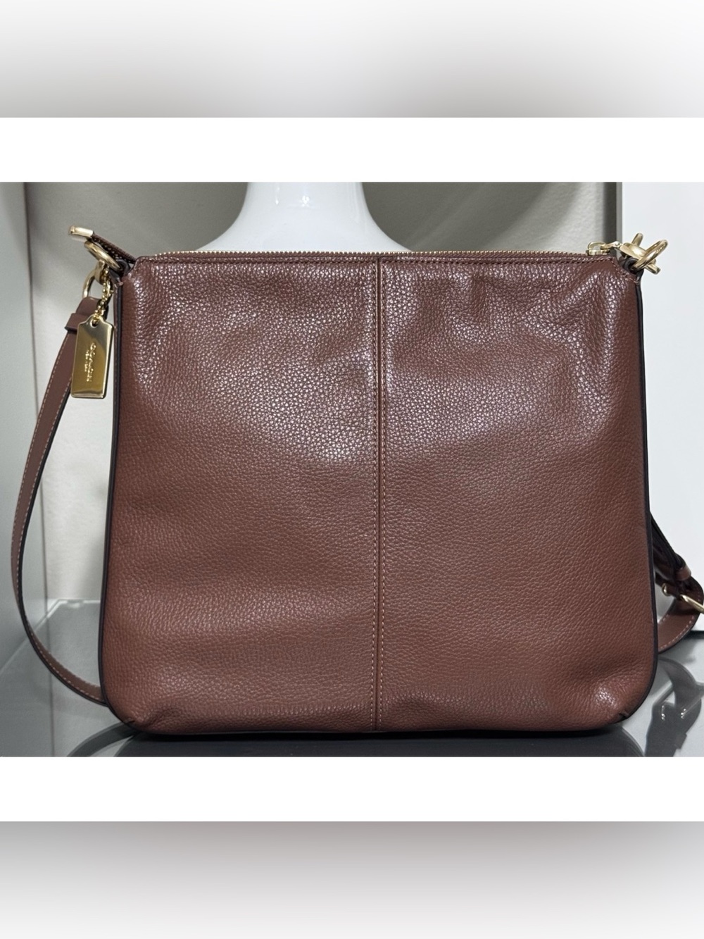 COACH Mae File Crossbody Bag | BROWN Pebble Leather |‎ Gold Hardware - Picture 2 of 10